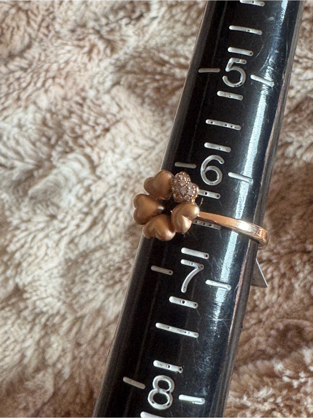 14K Rose Gold Five Heart Diamond Pavé Ring – Size 6.5 - Picture 6 of 14